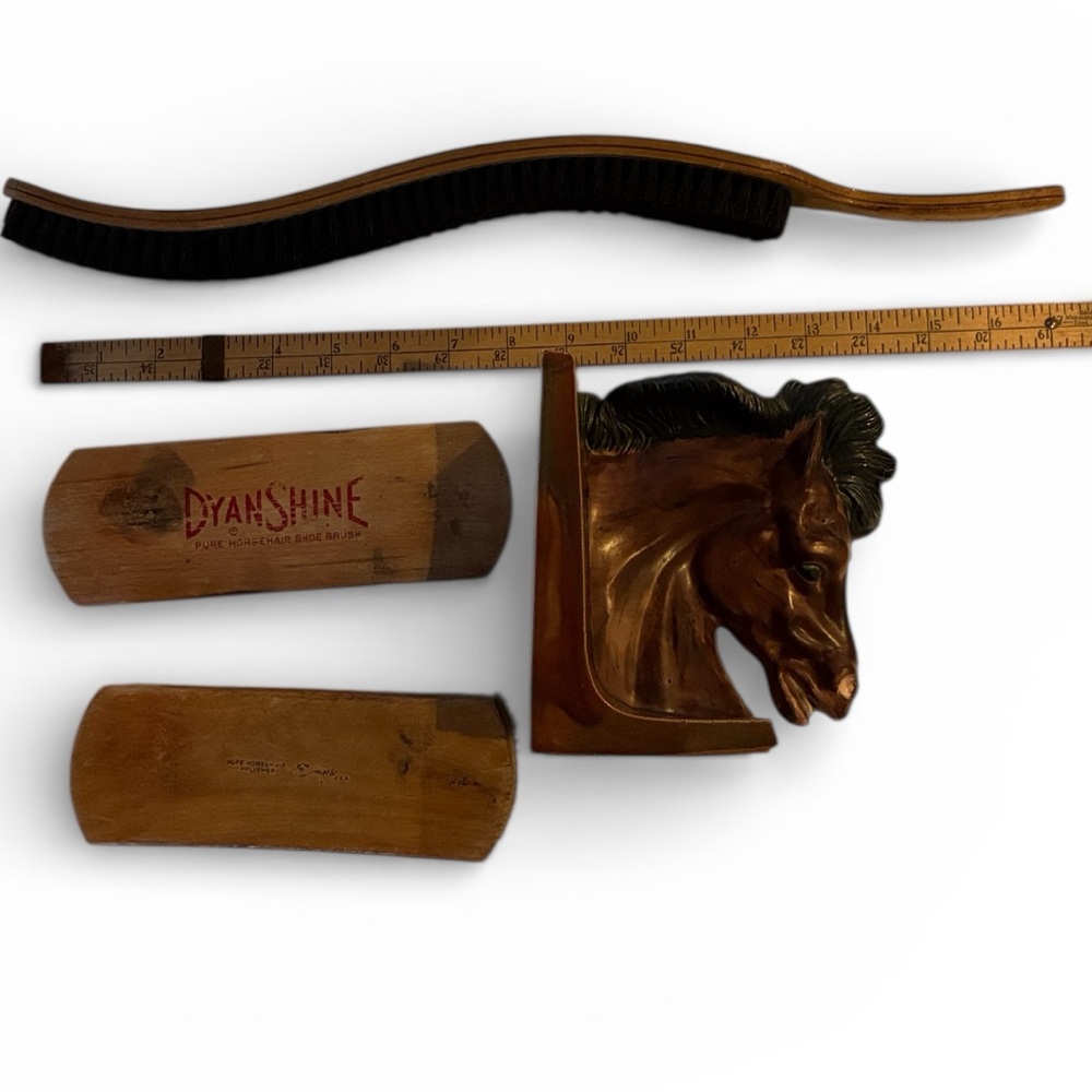 Horse Hair Brushes Special Collection Incl Horse Bookend Long Curved ALL Vintage